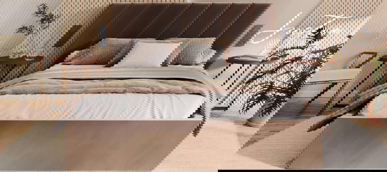 Čalúnená posteľ JUSTIN 140x200 Hnedá Trinity s úložným priestorom kovový rošt