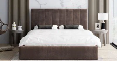 Čalouněná postel JUSTIN 160x200 Hnědá Trinity s úložným prostorem kovový rošt