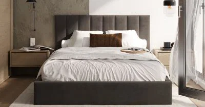 Čalouněná postel COLORADO 160x200 s kovovým zdvižným roštem TMAVĚ ŠEDÁ PARIS