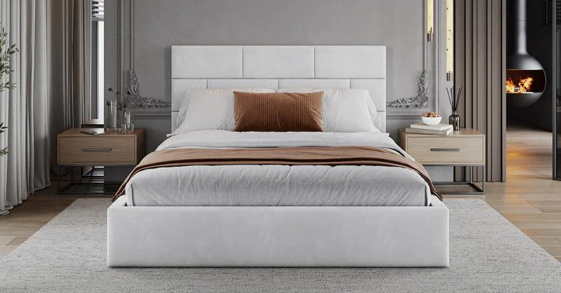 Čalouněná postel PASADENA PARIS 140x200 s kovovým roštem BÍLÁ