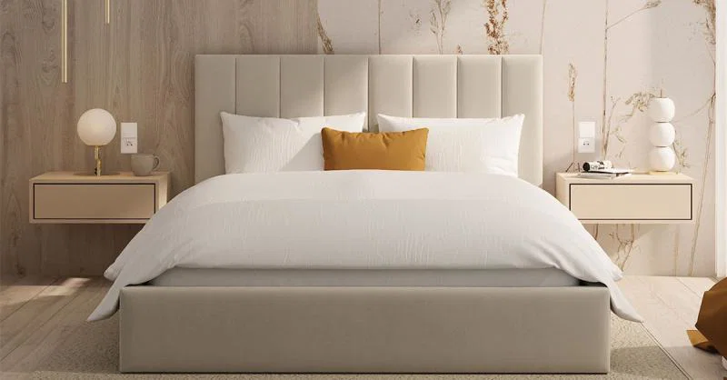 Čalouněná postel COLORADO 140x200 s kovovým zdvižným roštem KRÉMOVÁ PARIS