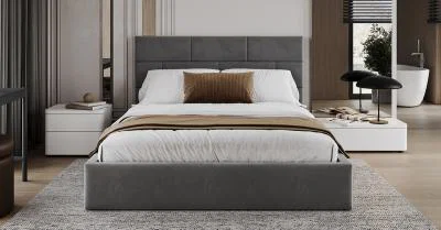 Čalouněná postel PASADENA PARIS 180x200 s kovovým roštem TMAVĚ ŠEDÁ