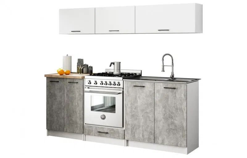 Kuchyňská sestava OLIVIA G1 – 200 cm | Bílá / Beton