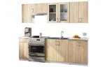 Kuchyňská linka LIMA 2,4m s vitrínou 720cm Dub Sonoma / Bílá