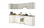 Kuchyňská rohová sestava OLIVIA – 3 m | Beton / Bílá / Dub Sonoma