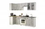 Kuchyňská rohová sestava s vitrínou OLIVIA – 3 m | Beton / Dub Sonoma H720