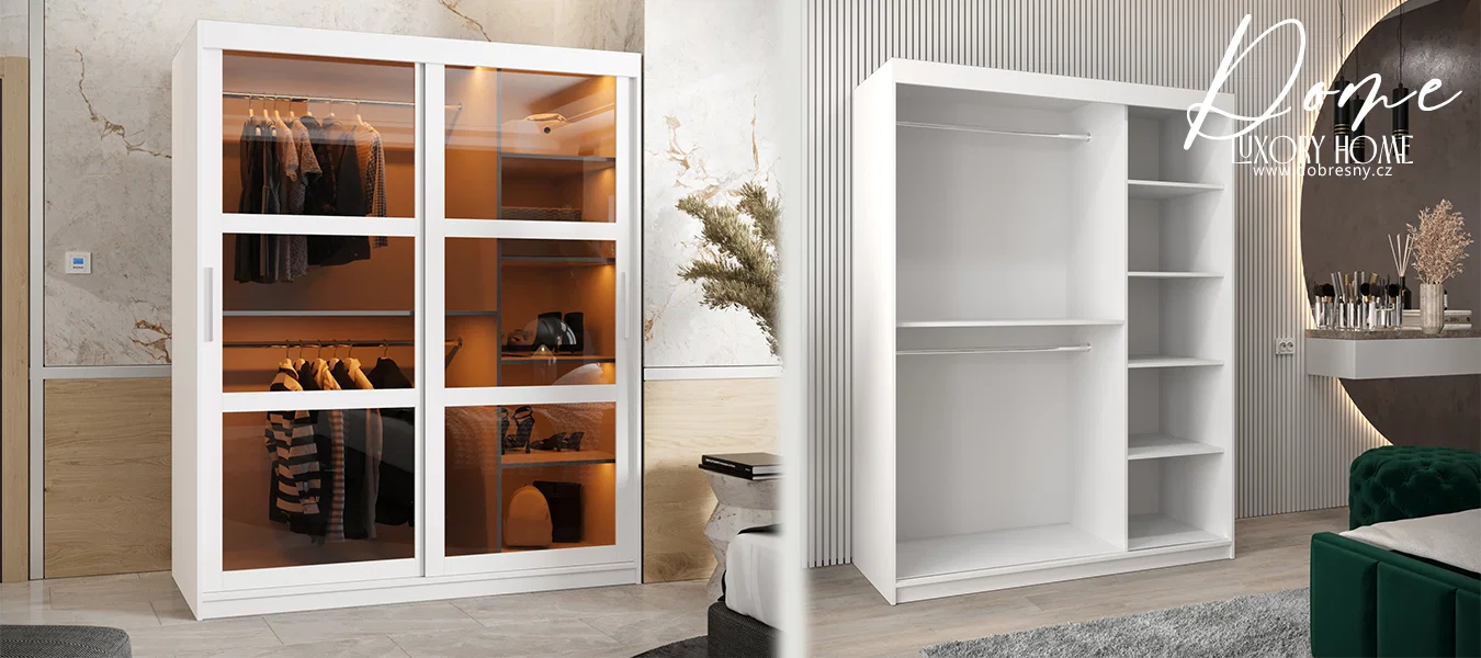 Šatní skříň s posuvnými dveřmi DOME 150cm bílá