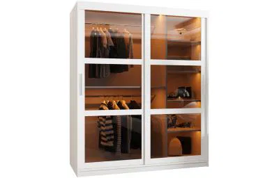 Šatní skřín s posuvnými dveřmi DOME 150cm bílá