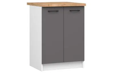 Kuchyňská skříňka OLIVIA – 60 cm | Bílá / Šedý grafit / Dub Craft