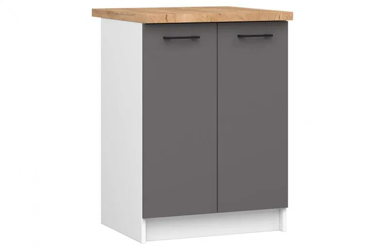 Kuchyňská skřínka OLIVIA – 60 cm | Bílá / Šedý grafit / Dub Craft