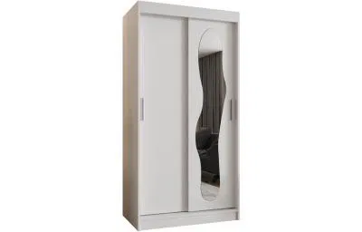 Šatní skřín s posuvnými dveřmi a zrcadlem ULTRA 100cm bílá