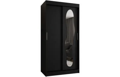 Šatní skřín s posuvnými dveřmi a zrcadlem ULTRA 100cm černá