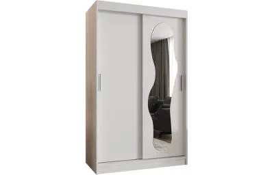 Šatní skřín s posuvnými dveřmi a zrcadlem ULTRA 120cm bílá