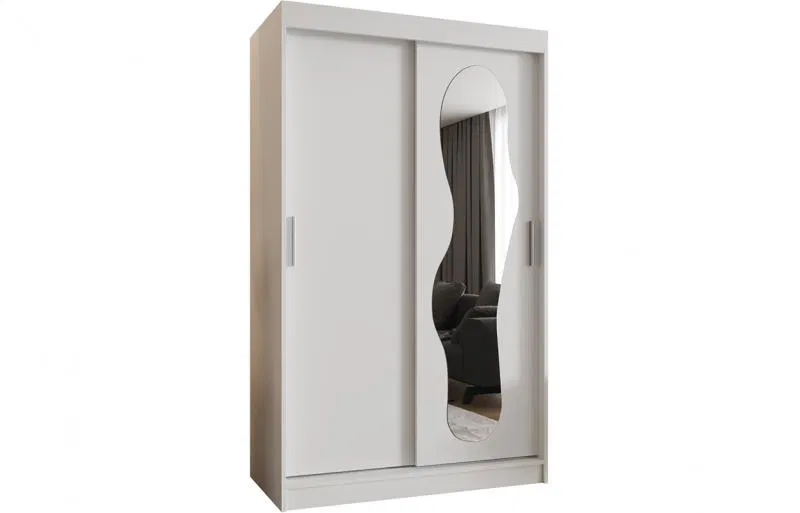 Šatní skřín s posuvnými dveřmi a zrcadlem ULTRA 120cm bílá