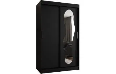 Šatní skřín s posuvnými dveřmi a zrcadlem ULTRA 120cm černá