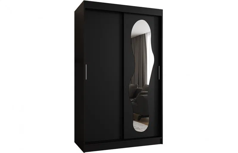 Šatní skřín s posuvnými dveřmi a zrcadlem ULTRA 120cm černá