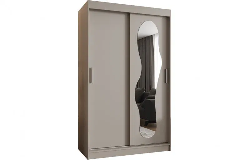 Šatní skřín s posuvnými dveřmi a zrcadlem ULTRA 120cm kašmírová