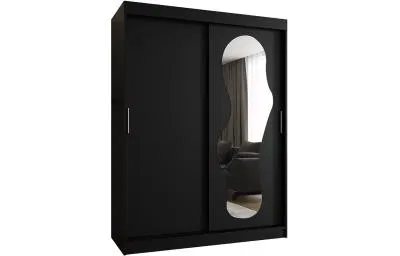 Šatní skřín s posuvnými dveřmi a zrcadlem ULTRA 150cm černá