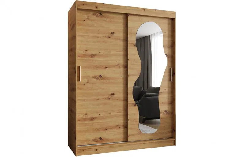 Šatní skřín s posuvnými dveřmi a zrcadlem ULTRA 150cm artisan