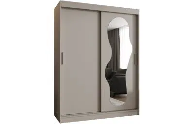 Šatní skřín s posuvnými dveřmi a zrcadlem ULTRA 150cm kašmírová