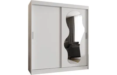 Šatní skřín s posuvnými dveřmi a zrcadlem ULTRA 180cm bílá