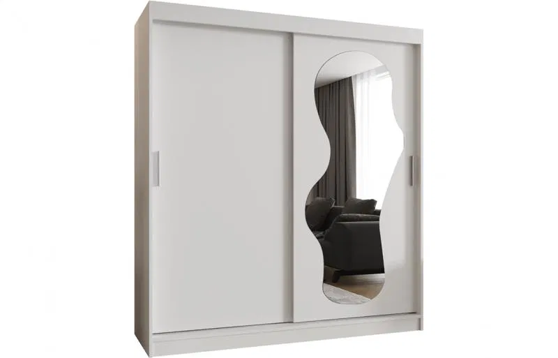 Šatní skřín s posuvnými dveřmi a zrcadlem ULTRA 180cm bílá