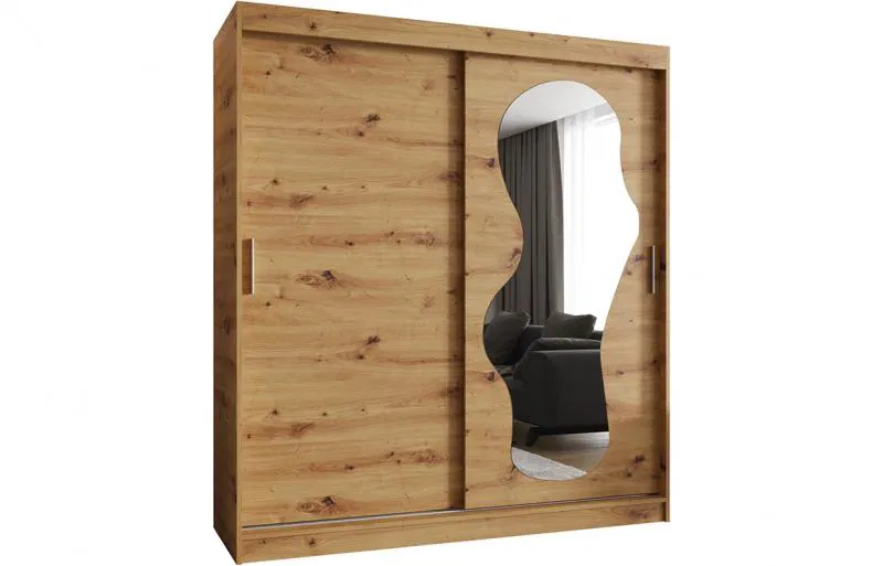 Šatní skřín s posuvnými dveřmi a zrcadlem ULTRA 180cm artisan