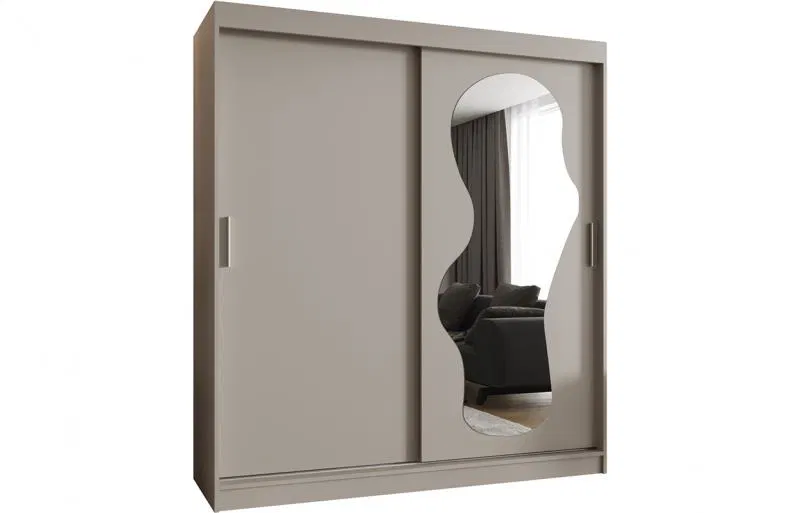 Šatní skřín s posuvnými dveřmi a zrcadlem ULTRA 180cm kašmír