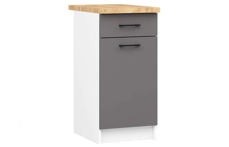 Kuchyňská skříňka OLIVIA se zásuvkou – 40 cm | Bílá / Grafit / Dub Craft