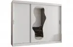 Šatní skřín s posuvnými dveřmi a zrcadlem ULTRA 250cm bílá
