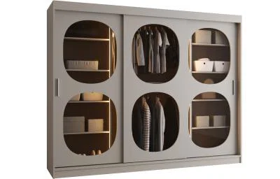 Šatní skřín s posuvnými dveřmi BAHRAJN 2 250cm kašmírová