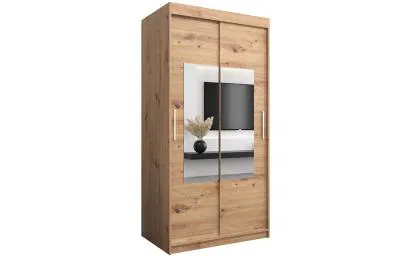 Šatní skřín s posuvnými dveřmi a zrcadlem TORINO 100cm artisan