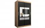 Šatní skřín s posuvnými dveřmi a zrcadlem TORINO 120cm artisan / černá