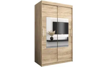 Šatní skřín s posuvnými dveřmi a zrcadlem TORINO 120cm sonoma