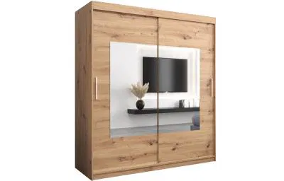 Šatní skřín s posuvnými dveřmi a zrcadlem TORINO 180cm artisan