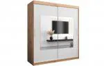 Šatní skřín s posuvnými dveřmi a zrcadlem TORINO 180cm artisan / bílá