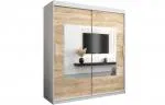 Šatní skřín s posuvnými dveřmi a zrcadlem TORINO 180cm bílá / sonoma
