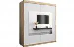 Šatní skřín s posuvnými dveřmi a zrcadlem TORINO 180cm sonoma / bílá