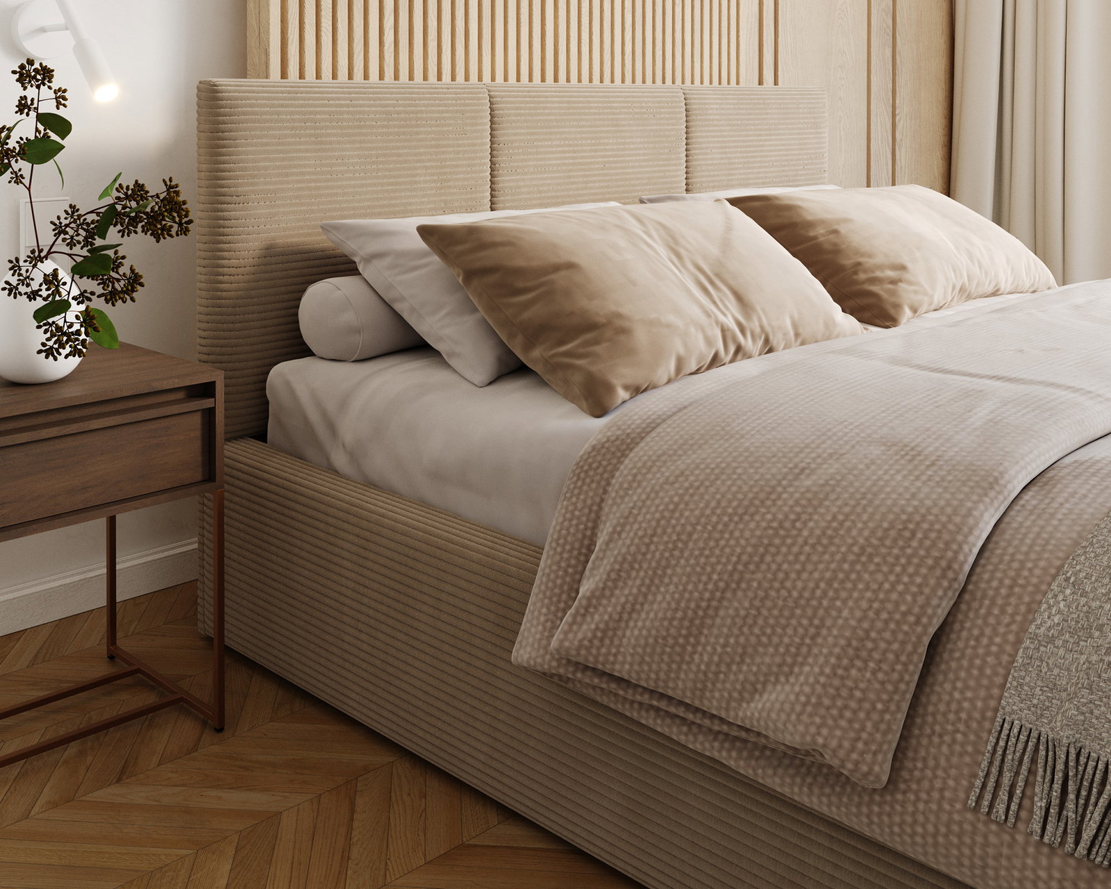 Čalúnená posteľ FRESIA 90x200 s kovovým zdvižným roštom BÉŽOVÁ SZTRUKS