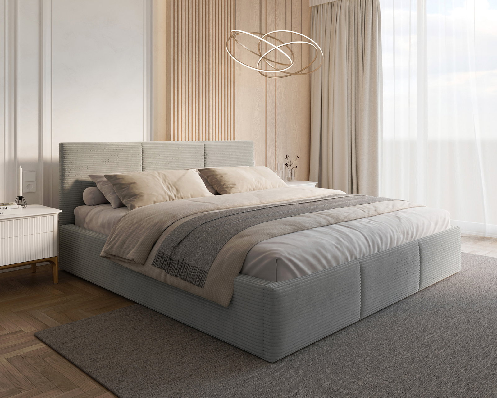 Čalúnená posteľ FRESIA 120x200 s kovovým zdvižným roštom SIVÁ SZTRUKS