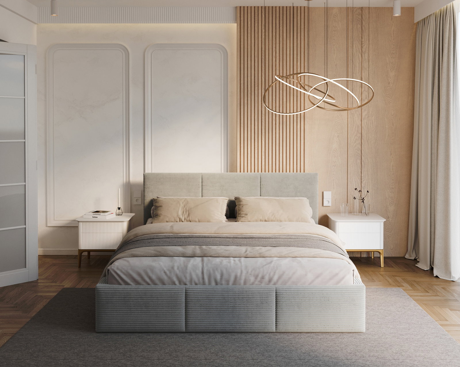 Čalúnená posteľ FRESIA 180x200 s kovovým zdvižným roštom SIVÁ SZTRUKS