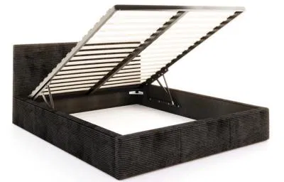 Čalouněná postel FRESIA 140x200 s kovovým zdvižným roštem ČERNÁ SZTRUKS