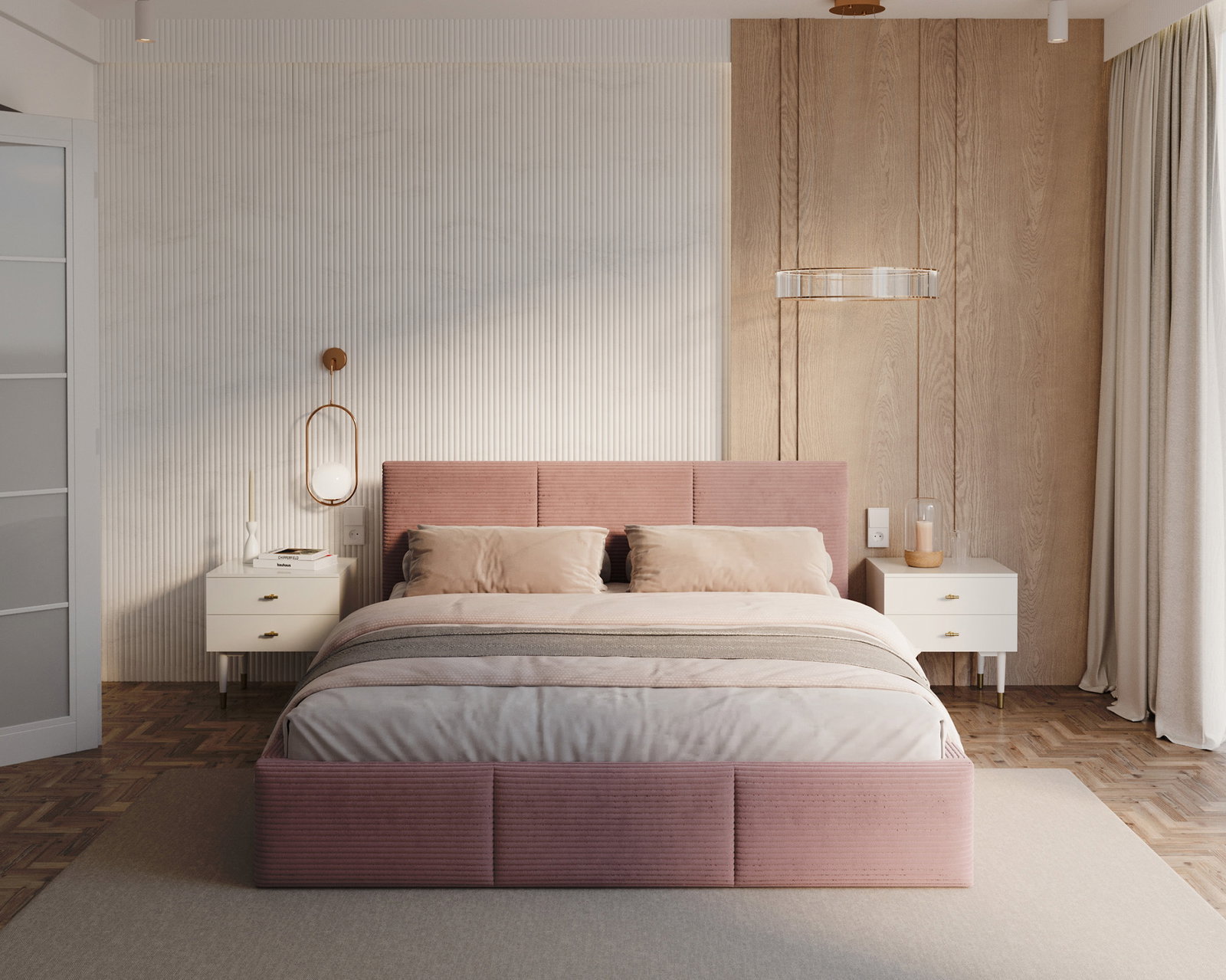 Čalúnená posteľ FRESIA 120x200 s kovovým zdvižným roštom RUŽOVÁ SZTRUKS