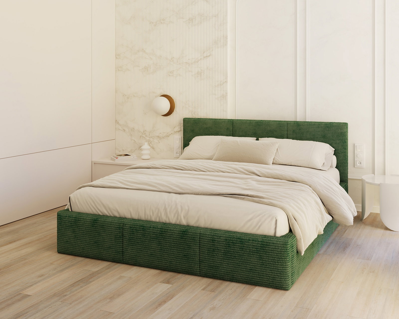 Čalúnená posteľ FRESIA 120x200 s kovovým zdvižným roštom ZELENÁ SZTRUKS