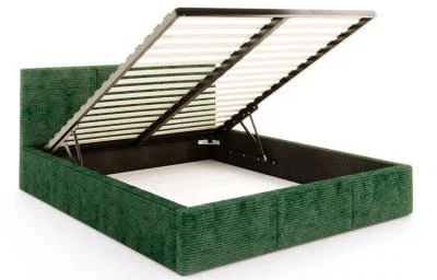 Čalouněná postel FRESIA 180x200 s kovovým zdvižným roštem ZELENÁ SZTRUKS