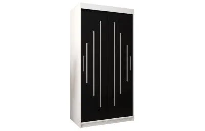 Šatní skříň s posuvnými dveřmi YORK - 100x200cm -Bílá-Černá-