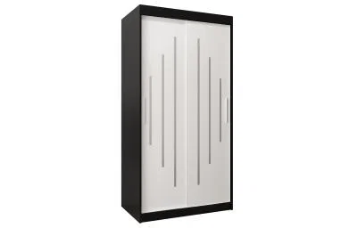Šatní skříň s posuvnými dveřmi YORK - 100x200cm -Černá-Bílá-