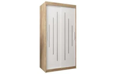 Šatní skříň s posuvnými dveřmi YORK - 100x200cm -Dub Sonoma-Bílá-