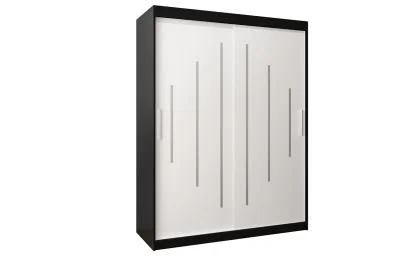 Šatní skříň s posuvnými dveřmi YORK - 150x200cm -Černá-Bílá-
