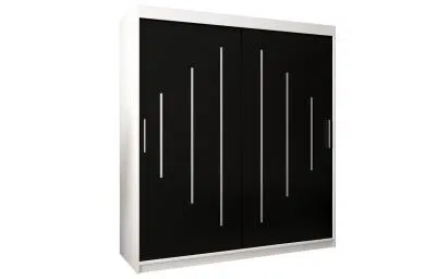Šatní skříň s posuvnými dveřmi YORK - 180x200cm -Bílá-Černá-